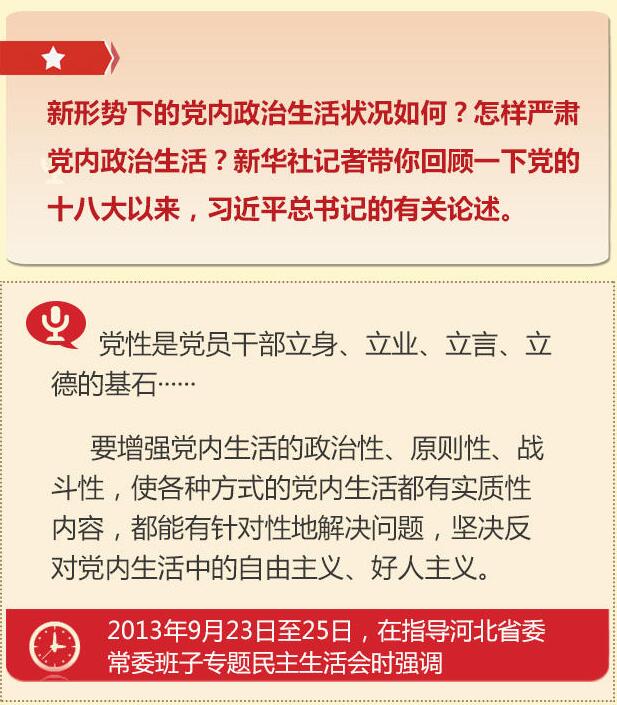 党的十八大以来习总书记“话”党内政治生活